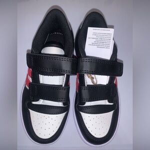 Adidas Kids Black and Red Sneakers with White Details